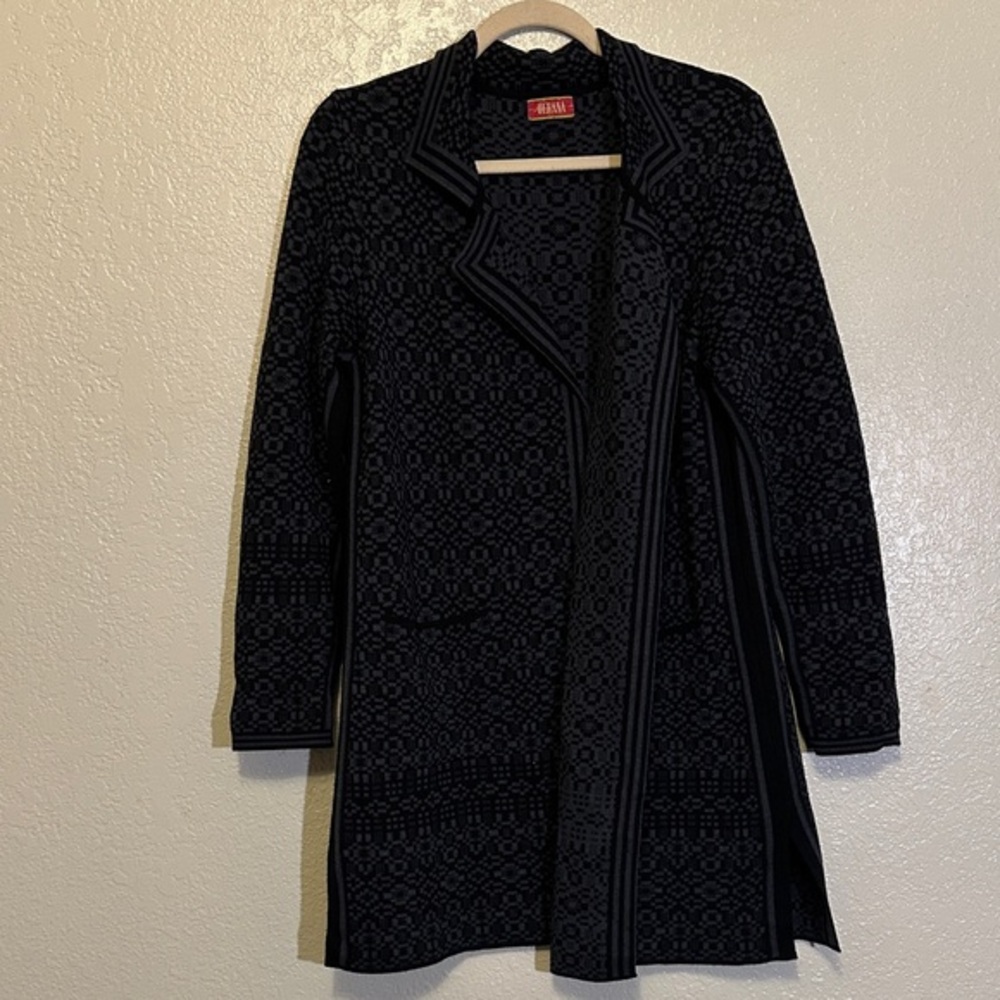 Oleana Merino and Silk Open Front Longline Cardigan EUC L